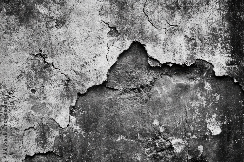 An Abstract View of Cracked Concrete Wall Exposing Weathered Textures and Depths An Abstract View of Cracked Concrete Wall Exposing Weathered Textures and Depths