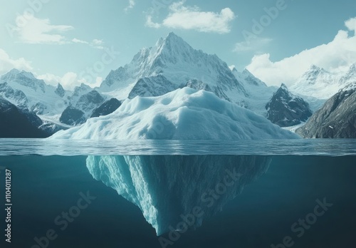 Wallpaper Mural Majestic Iceberg Underwater View Amidst Towering Snow-Capped Mountains in a Serene Arctic Landscape Torontodigital.ca