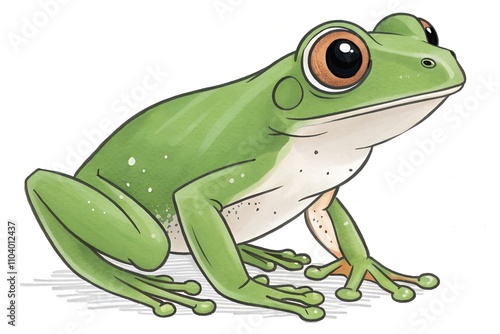 green tree frog on white