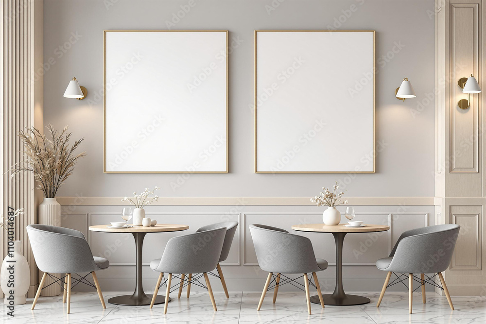 Fototapeta premium Mockup of a Modern Interior Design Minimalist Elegance with Upscale Details.