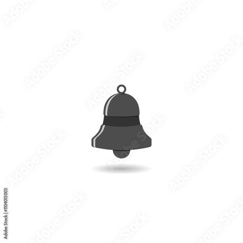 Simple music bell icon with shadow