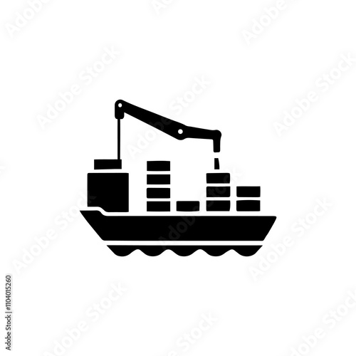 Simple Vector Icon of a cargo ship – Logo Design Illustration