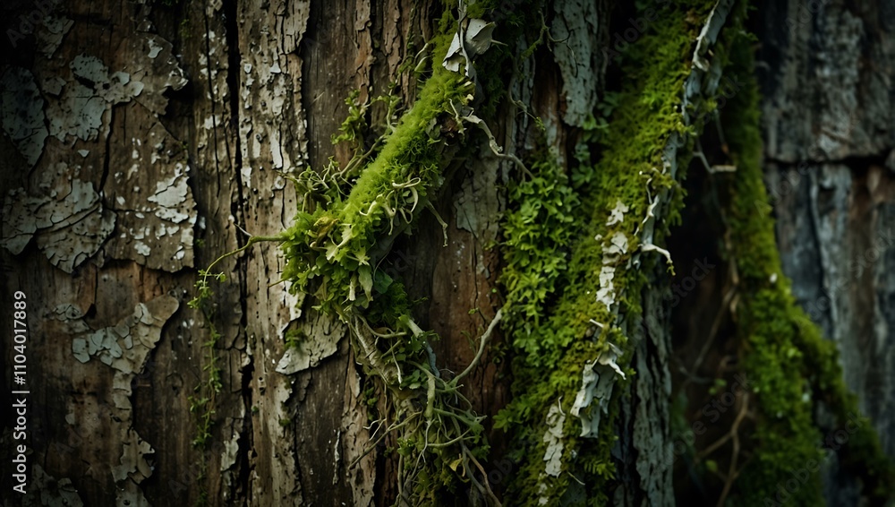 A cracked vine with rough, moss-covered texture symbolizing endurance. A cracked vine with rough, moss-covered texture symbolizing endurance.