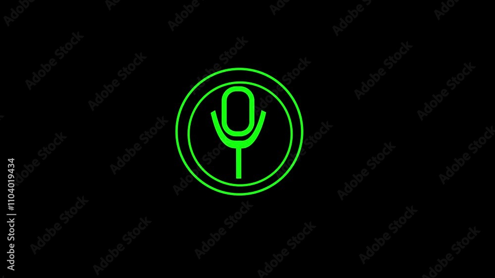 Voice recording podcast mic microphone button icon animation. Voice recording podcast mic microphone button icon animation.