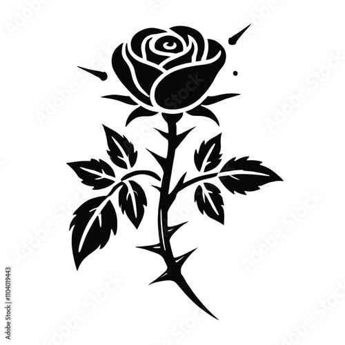 Rose Silhouette with Thorns
