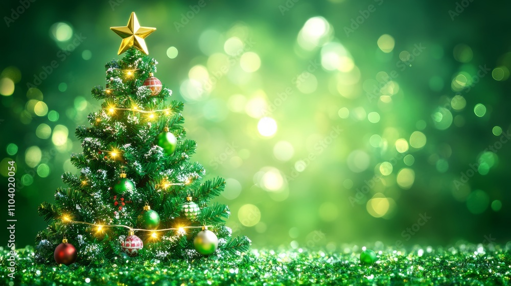 A beautifully adorned Christmas tree sparkles with twinkling lights and colorful ornaments, radiating warmth and holiday cheer in the cozy atmosphere. A beautifully adorned Christmas tree sparkles with twinkling lights and colorful ornaments, radiating warmth and holiday cheer in the cozy atmosphere.