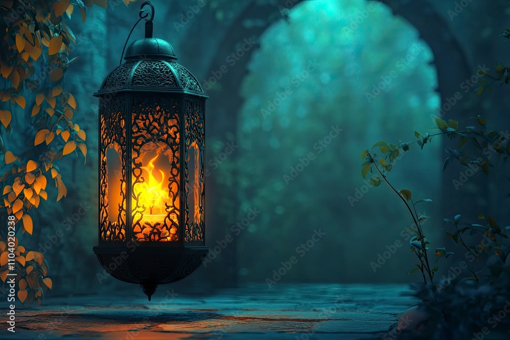 Ramadan Background with Lantern burning Ramadan Background with Lantern burning