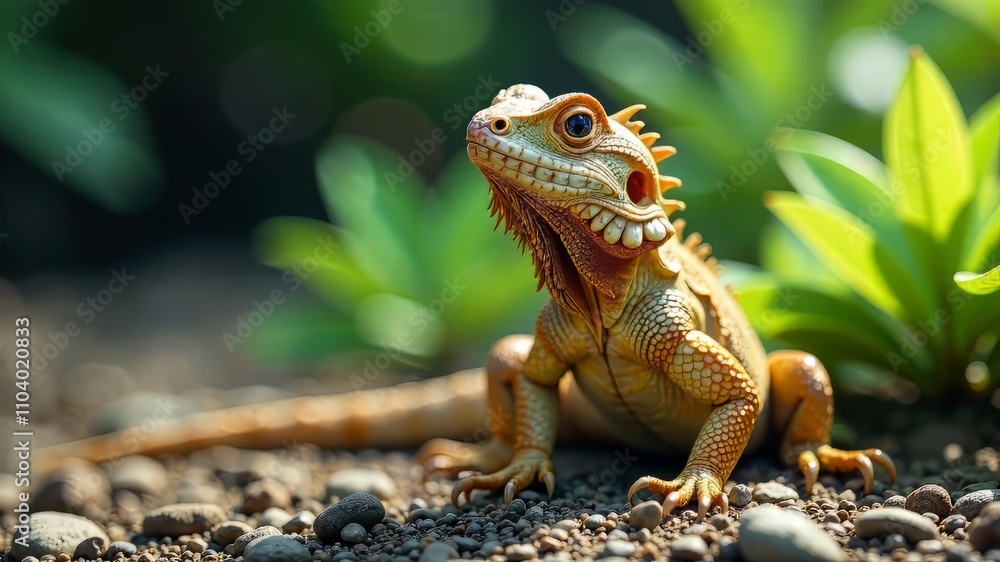 Bearded Dragon Bonaire Leeward Antilles - Majestic Reptile Portrait Bearded Dragon Bonaire Leeward Antilles - Majestic Reptile Portrait