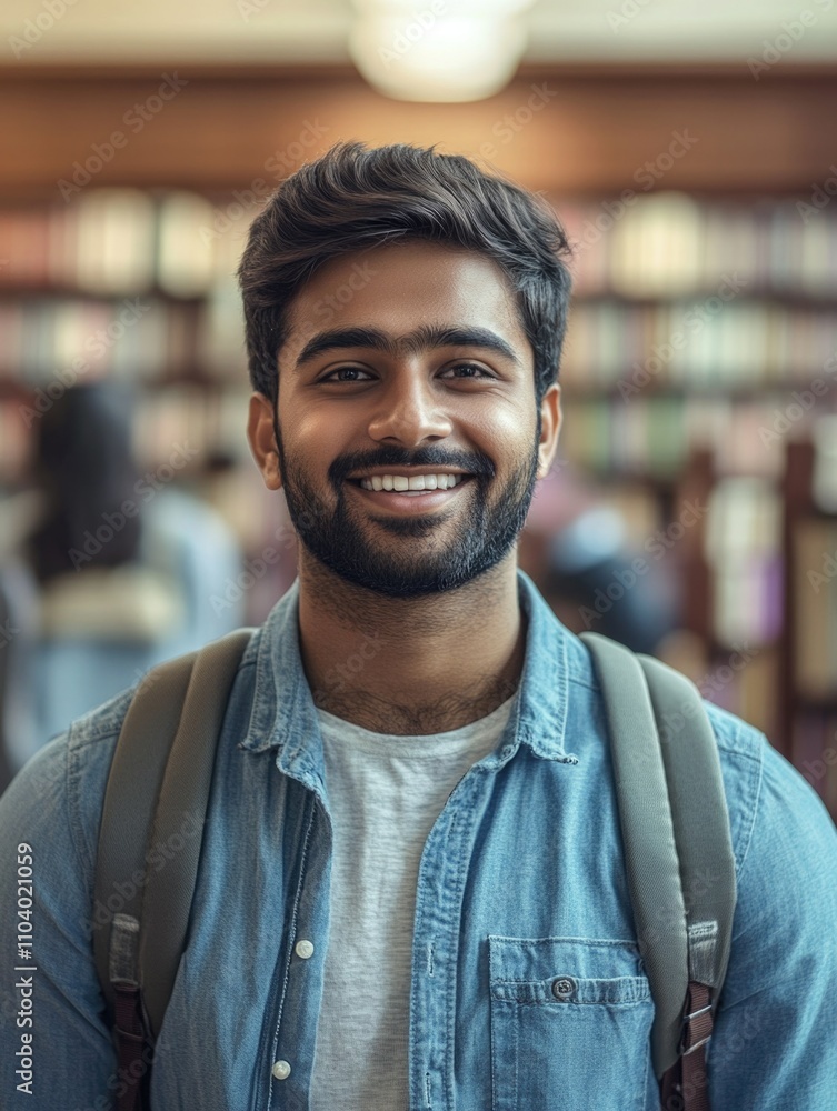 Smiling Student in Library Smiling Student in Library