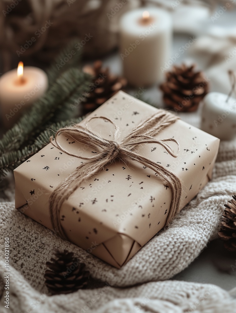 Elegant Holiday Wrapping with Pine and Starry Details Elegant Holiday Wrapping with Pine and Starry Details