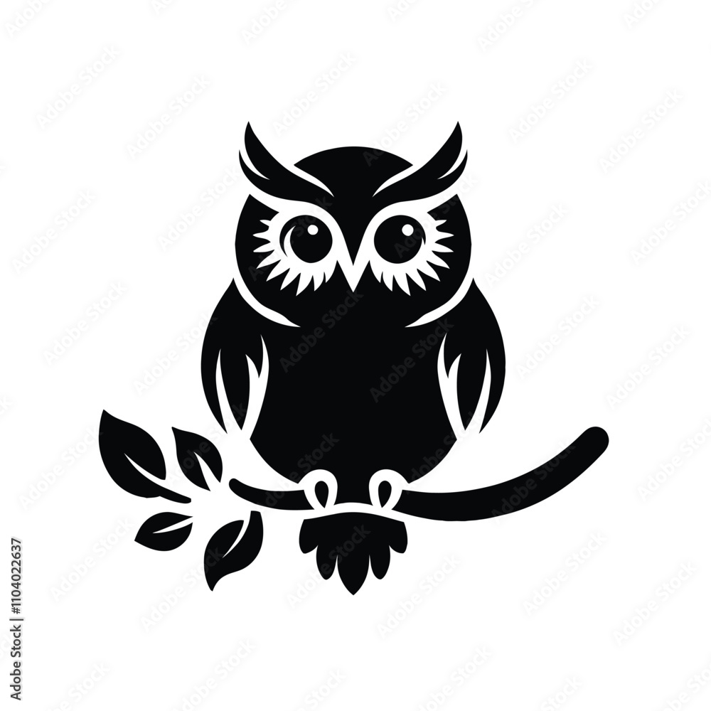 Owl Silhouette on Branch Owl Silhouette on Branch