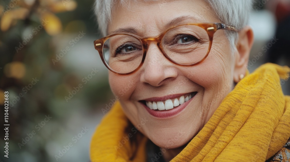 A Woman's Smile Portrait with Autumn Background A Woman's Smile Portrait with Autumn Background
