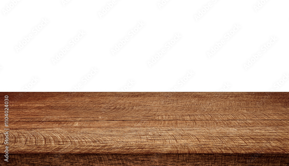 Fototapeta premium empty old wooden table on white background.