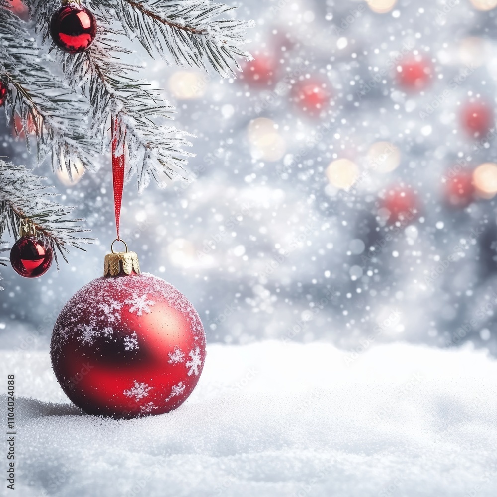 A vibrant red ornament dangles gracefully from a beautifully decorated Christmas tree, capturing the essence of holiday cheer and festive spirit. A vibrant red ornament dangles gracefully from a beautifully decorated Christmas tree, capturing the essence of holiday cheer and festive spirit.