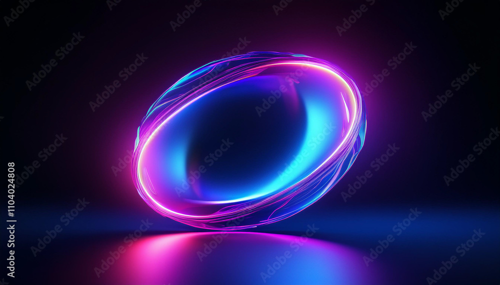 3D purple and blue Holo abstract neon glass shape on black background. 3D purple and blue Holo abstract neon glass shape on black background.