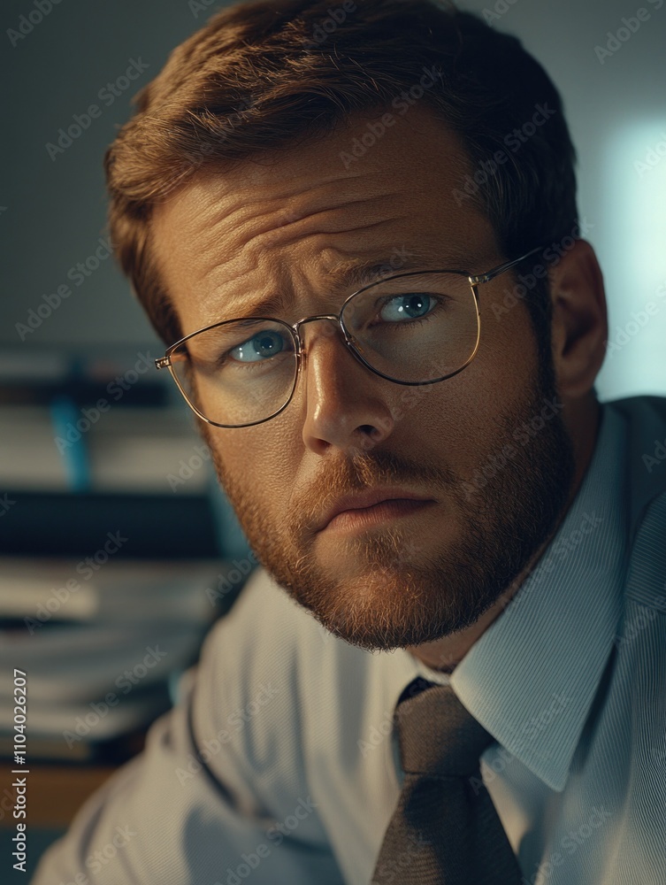 Detective Drama with Man in Suspicious Office Detective Drama with Man in Suspicious Office