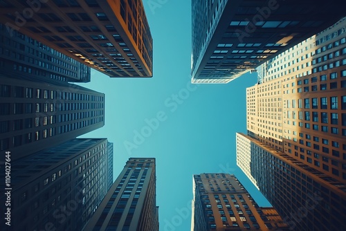 Wallpaper Mural Upward View of Imposing City Structures Aerial Perspective Torontodigital.ca