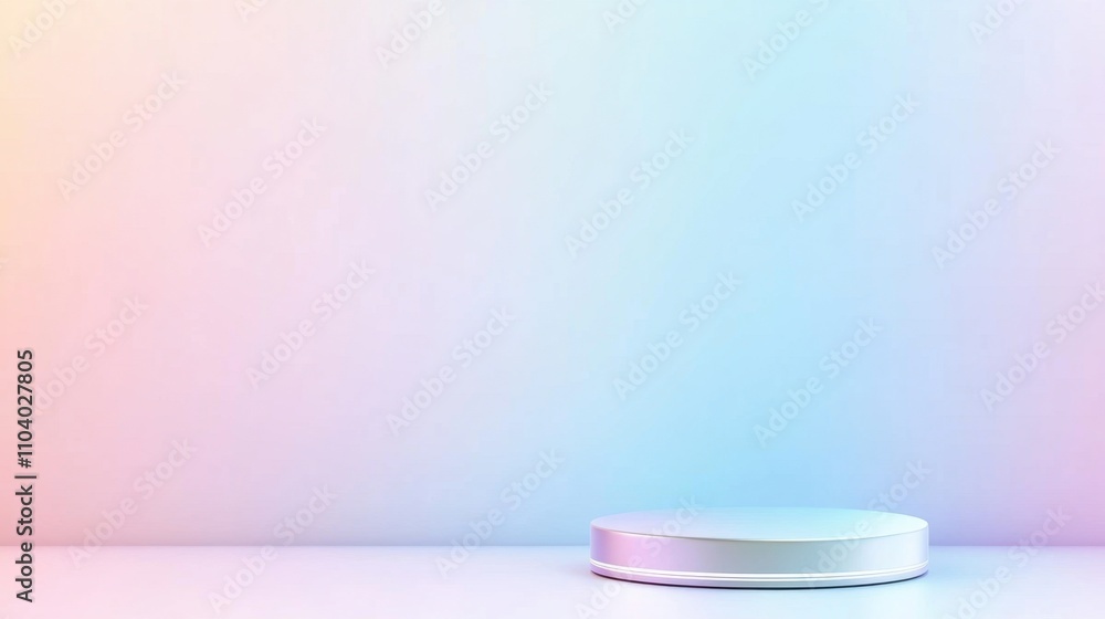 A minimalist display featuring a circular pedestal against a softly gradient-colored background. A minimalist display featuring a circular pedestal against a softly gradient-colored background.