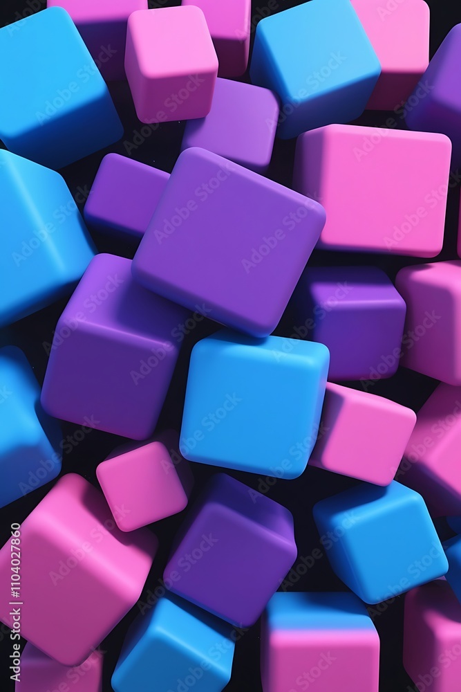 An abstract background with multiple 3D cubes of different sizes and colors An abstract background with multiple 3D cubes of different sizes and colors