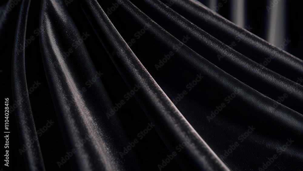 Fototapeta premium Velvet fabric details. Dramatic black fabric texture