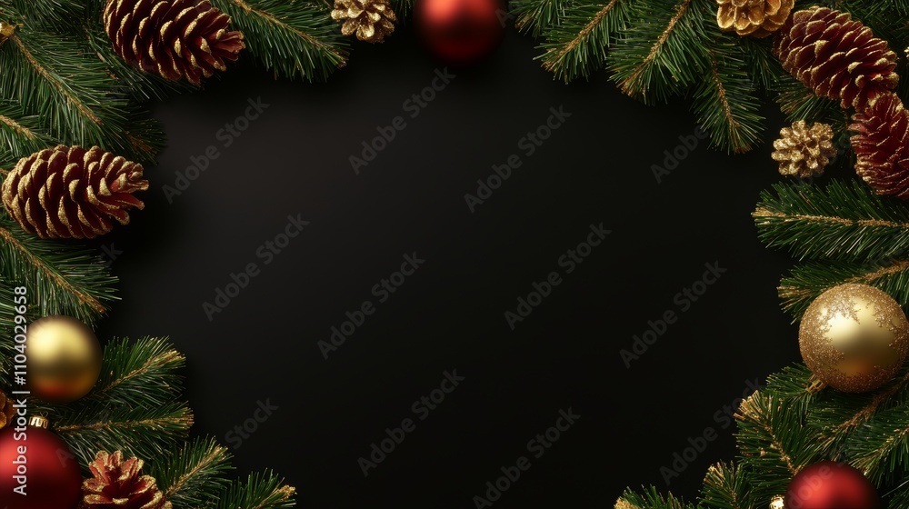 A festive wreath adorned with lush pine branches, glistening red and gold ornaments, embodies the warmth and joy of the Christmas season. A festive wreath adorned with lush pine branches, glistening red and gold ornaments, embodies the warmth and joy of the Christmas season.
