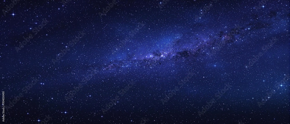 Fototapeta premium Celestial map with thousands of twinkling stars against a deep blue night sky, constellations, galaxy, cosmos, universe