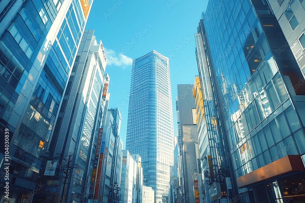 Urban Commuters Towering Cityscape Perspective Urban Commuters Towering Cityscape Perspective