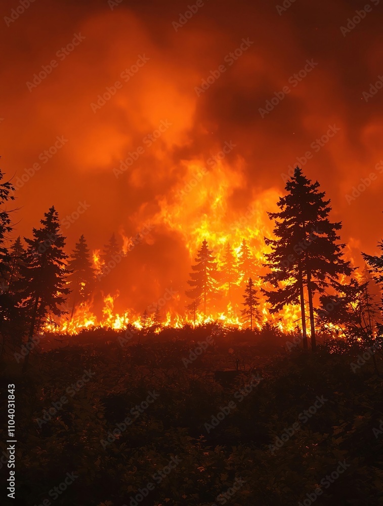 Campfire out of control spreading to nearby trees, burning, danger, spread Campfire out of control spreading to nearby trees, burning, danger, spread