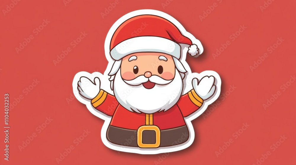 Cute and simple sticker design of Saint Nicholas in traditional red attire, smiling and waving. Cute and simple sticker design of Saint Nicholas in traditional red attire, smiling and waving.