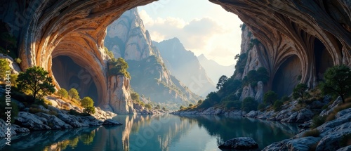 Devetaki Cave Bulgaria Stunning View, Dreamy Landscape, Epic Photography, Breathtaking Scenery, AI Art,  Nature Photography, Travel Destination, Bulgarian Tourism,  Cave Exploration,  Hidden Gem photo