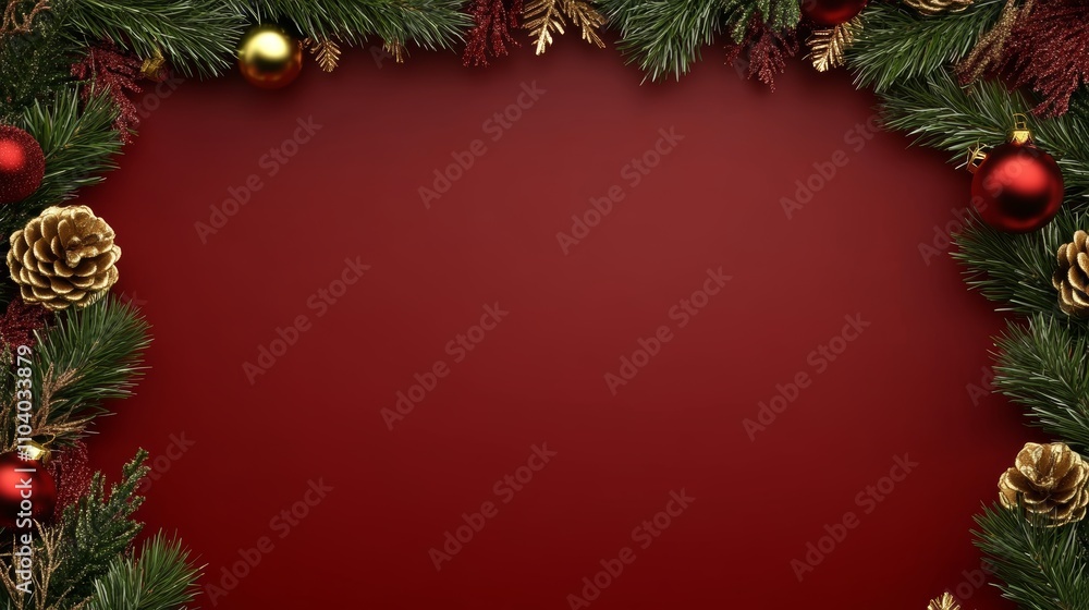 A festive Christmas wreath adorned with pine cones and vibrant red baubles, evoking warmth and joy during the holiday season. A festive Christmas wreath adorned with pine cones and vibrant red baubles, evoking warmth and joy during the holiday season.