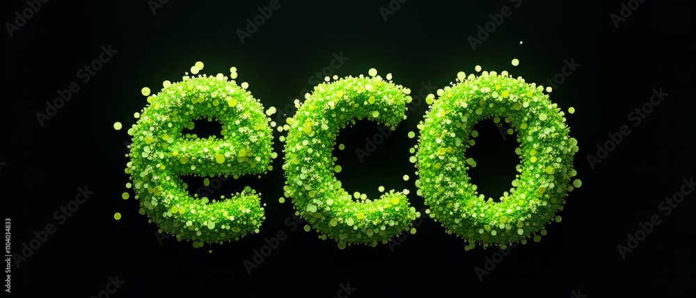 Eco Green Bio Circles Lettering on Black Background Eco Green Bio Circles Lettering on Black Background