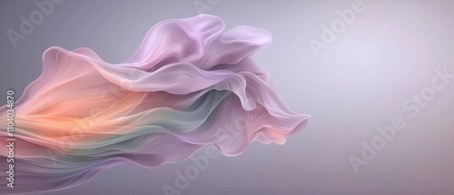 abstract digital art piece that appears to be made up of wavy lines in different shades of pink, orange, and green.