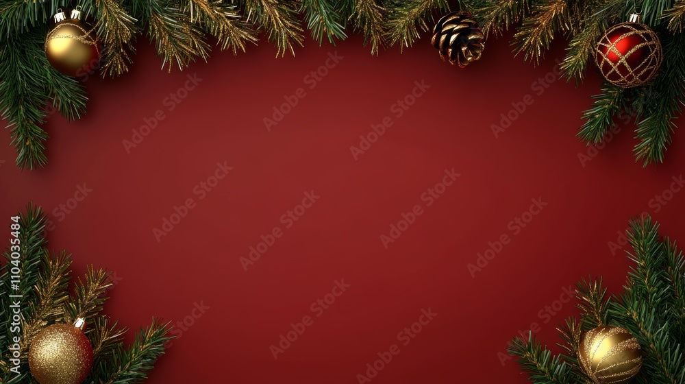 A vibrant display of Christmas decorations glimmer against a rich red backdrop, evoking warmth and festive cheer for the holiday season. A vibrant display of Christmas decorations glimmer against a rich red backdrop, evoking warmth and festive cheer for the holiday season.