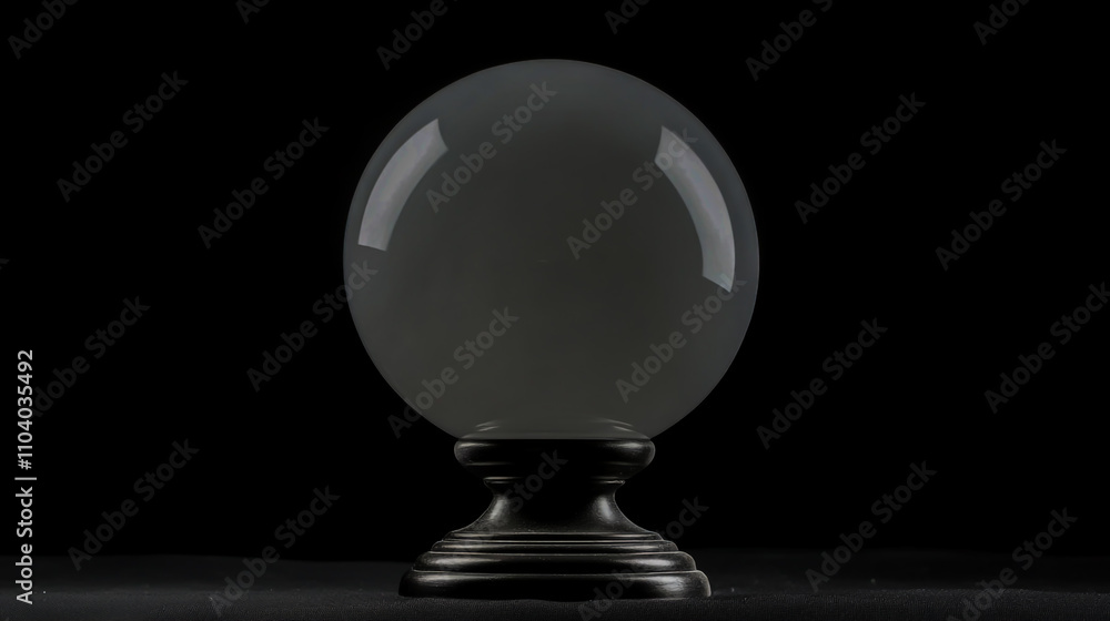 White crystal ball on a stand, isolated on a black background. White crystal ball on a stand, isolated on a black background.