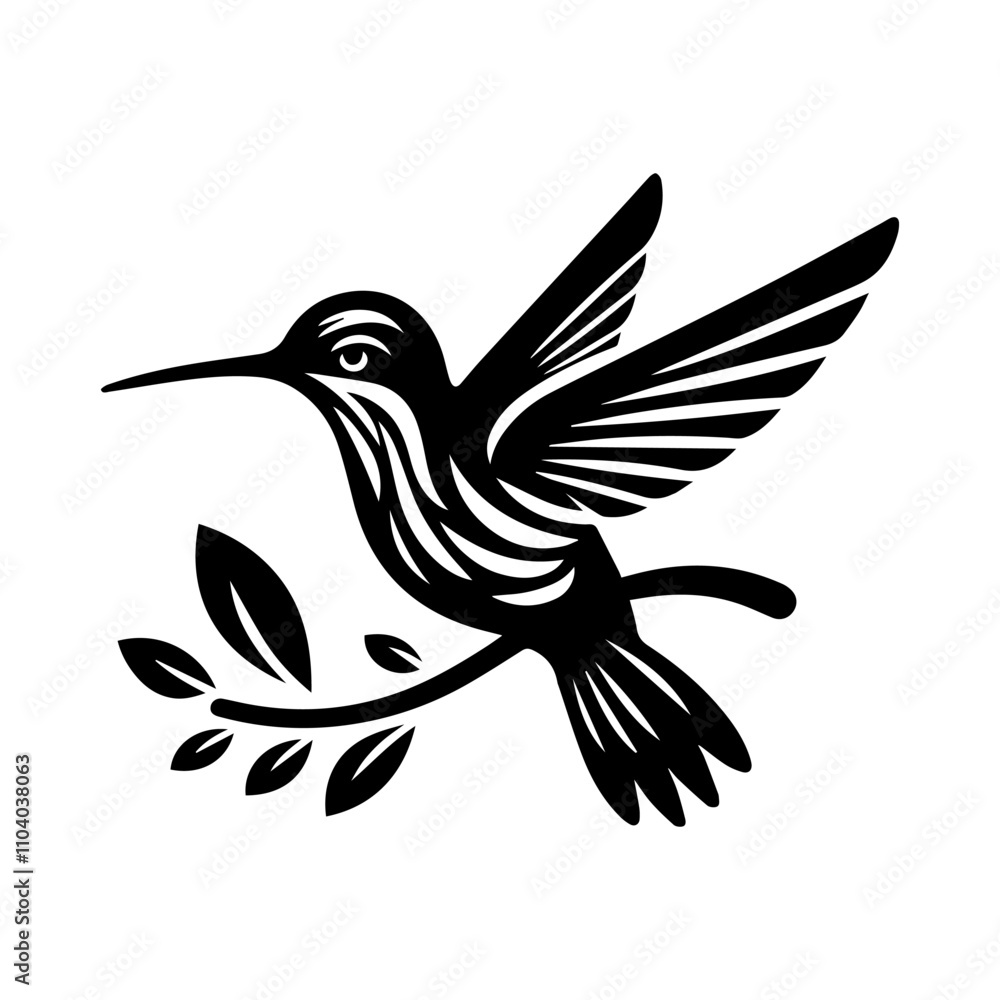 Obraz premium Simple Vector Icon of a Chiribiquete Emerald Hummingbird – Logo Design Illustration