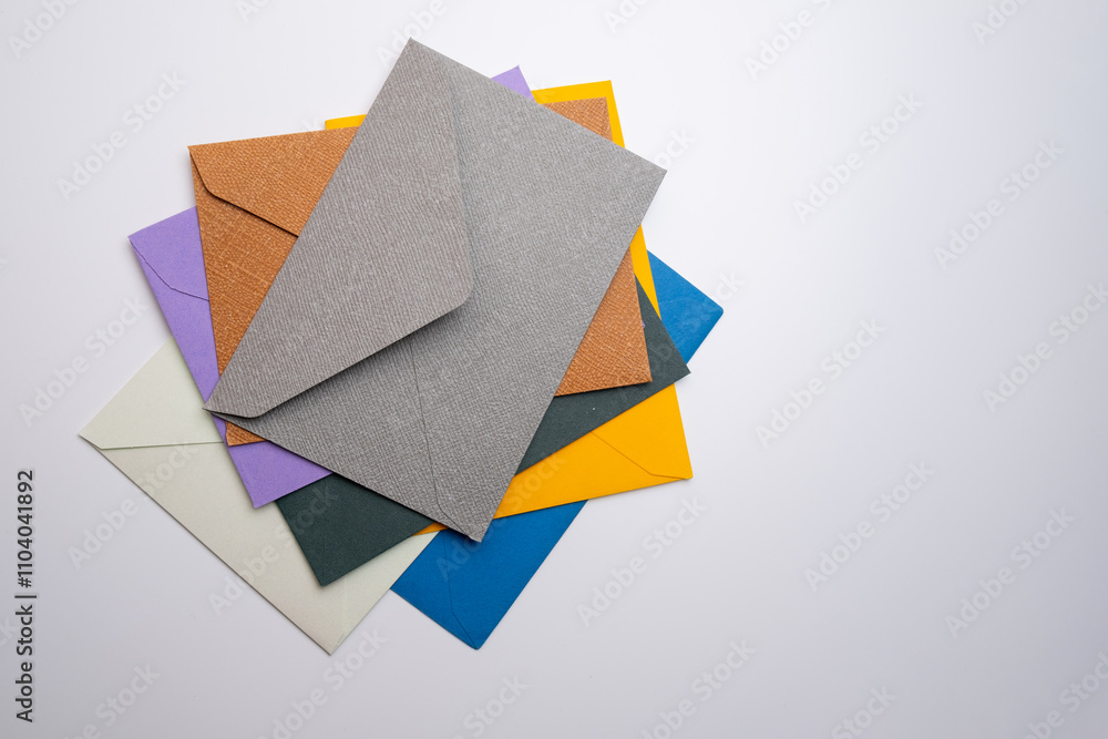 Paper envelopes on a light background. New mail, write a message. Send and receive mail. Postal delivery service. Empty envelope, empty space. Communication with people, paperwork. Envelope close-up Paper envelopes on a light background. New mail, write a message. Send and receive mail. Postal delivery service. Empty envelope, empty space. Communication with people, paperwork. Envelope close-up