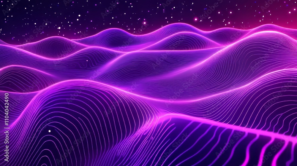 Abstract Purple Glowing Lines Landscape Abstract Purple Glowing Lines Landscape