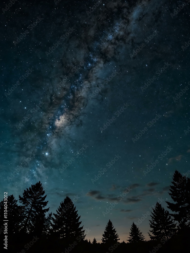 A serene navy blue sky with a starry atmosphere and the Milky Way. A serene navy blue sky with a starry atmosphere and the Milky Way.