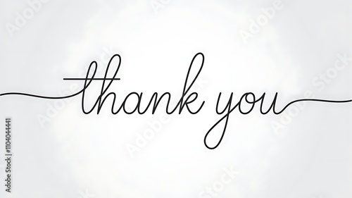a minimalist black and white line art text thank you 