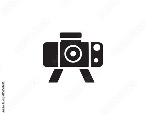 Camera icon. Black camera icon on white background.