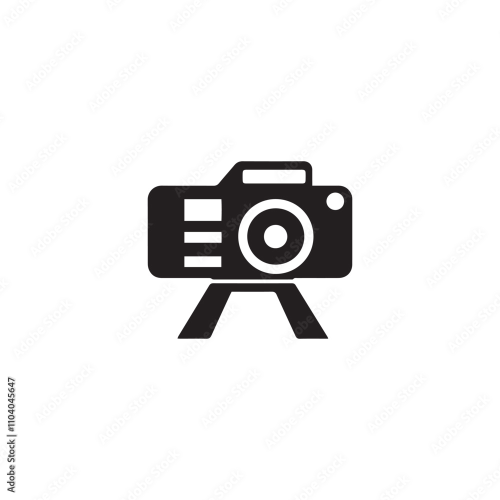 Camera icon. Black camera icon on white background.