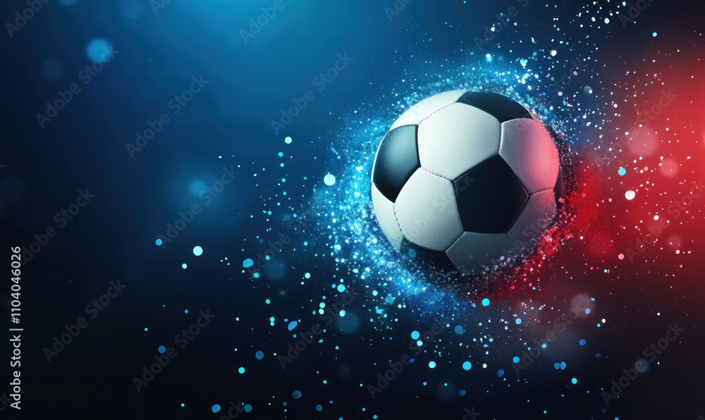 Fototapeta premium Dynamic Soccer Ball Splash in Energetic Digital Art