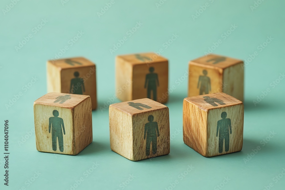 Wooden Blocks Social Isolation & Personnel Separation Concept Wooden Blocks Social Isolation & Personnel Separation Concept
