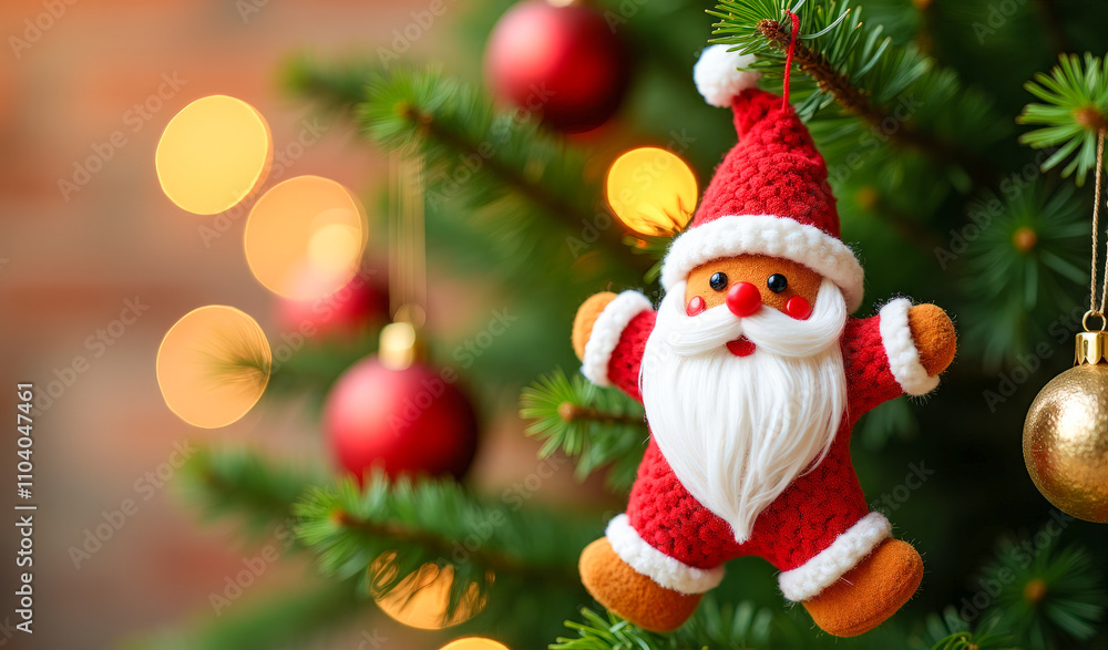 Santa Claus toy on the Christmas tree Santa Claus toy on the Christmas tree