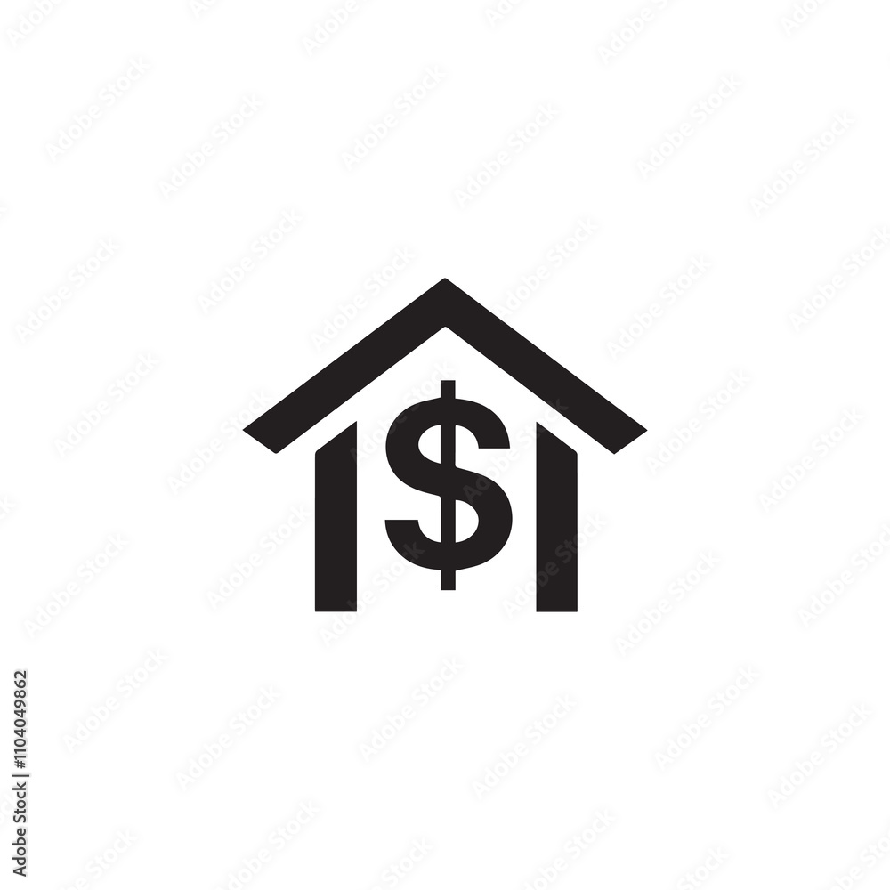 a black and white logo with a dollar sign. Home in dollar. vector illustration a black and white logo with a dollar sign. Home in dollar. vector illustration