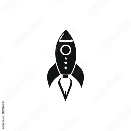 Rocket icon . Black Rocket icon on white background. vector illustration
