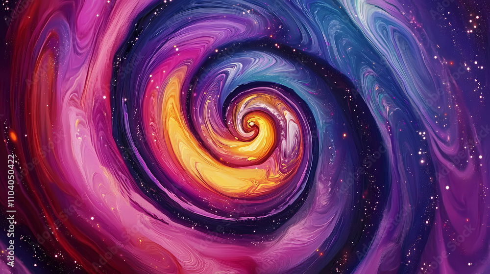 Vibrant cosmic spiral with swirling colors and glowing stars in a vast galaxy. Cosmic. Illustration Vibrant cosmic spiral with swirling colors and glowing stars in a vast galaxy. Cosmic. Illustration
