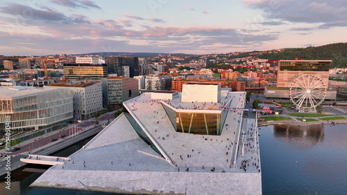 Behold this Stunning Aerial View Oslo, opera and Akershus Fortress along the seaside fjord, Norway