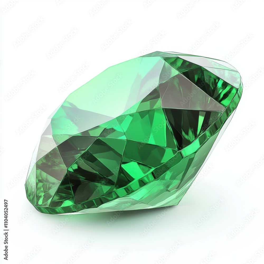 close-up of a beautiful green precious gemstone, such as an emerald, isolated on a pure white background close-up of a beautiful green precious gemstone, such as an emerald, isolated on a pure white background